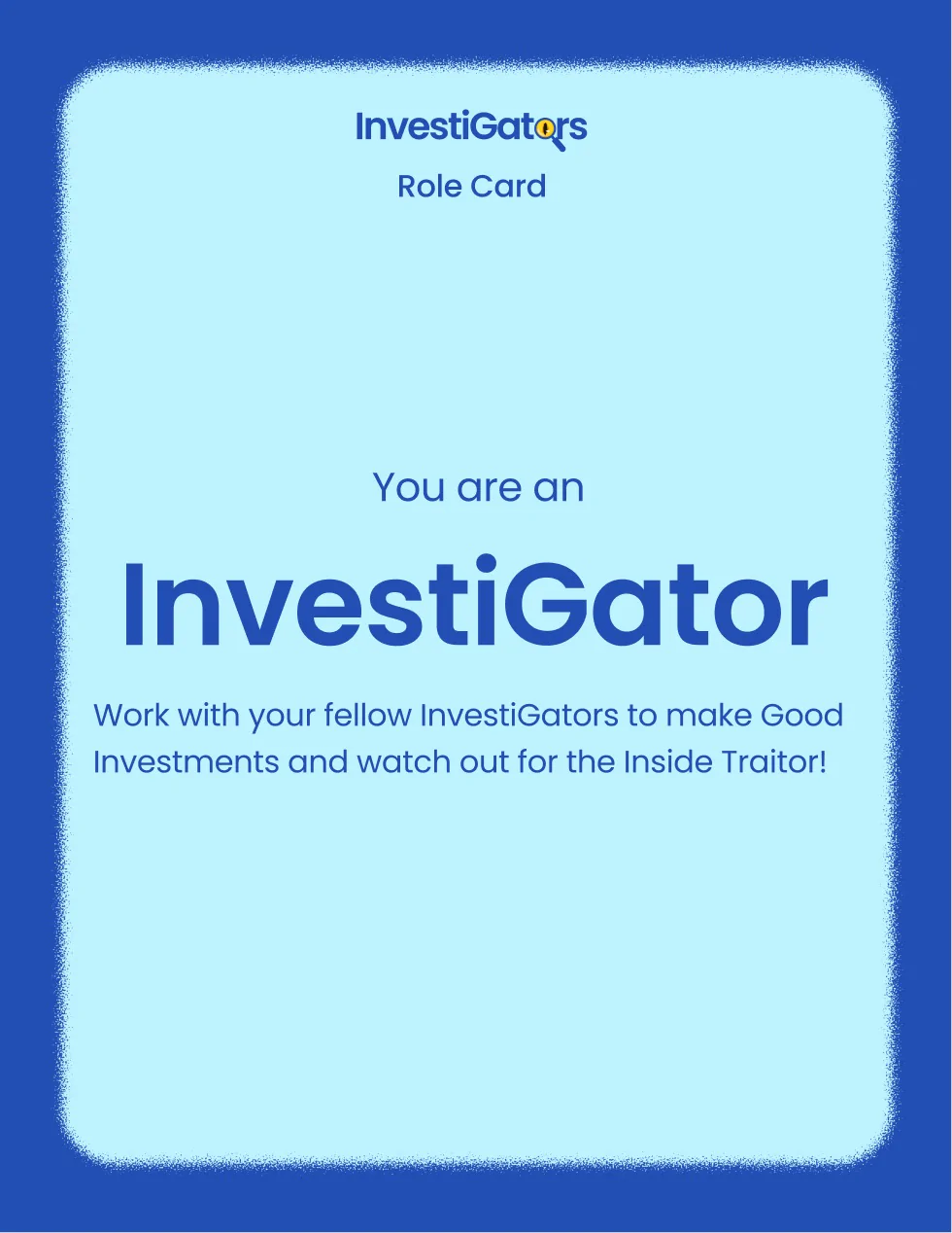 A Role Card, dealt face-down to keep the Inside Traitor a secret