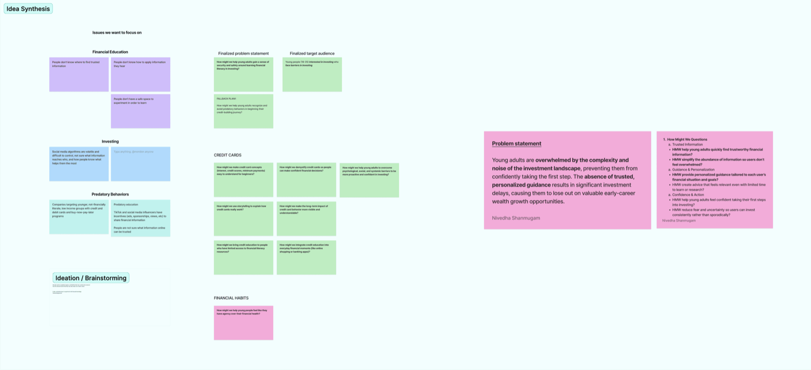 Synthesis boards converging our research into a problem statement