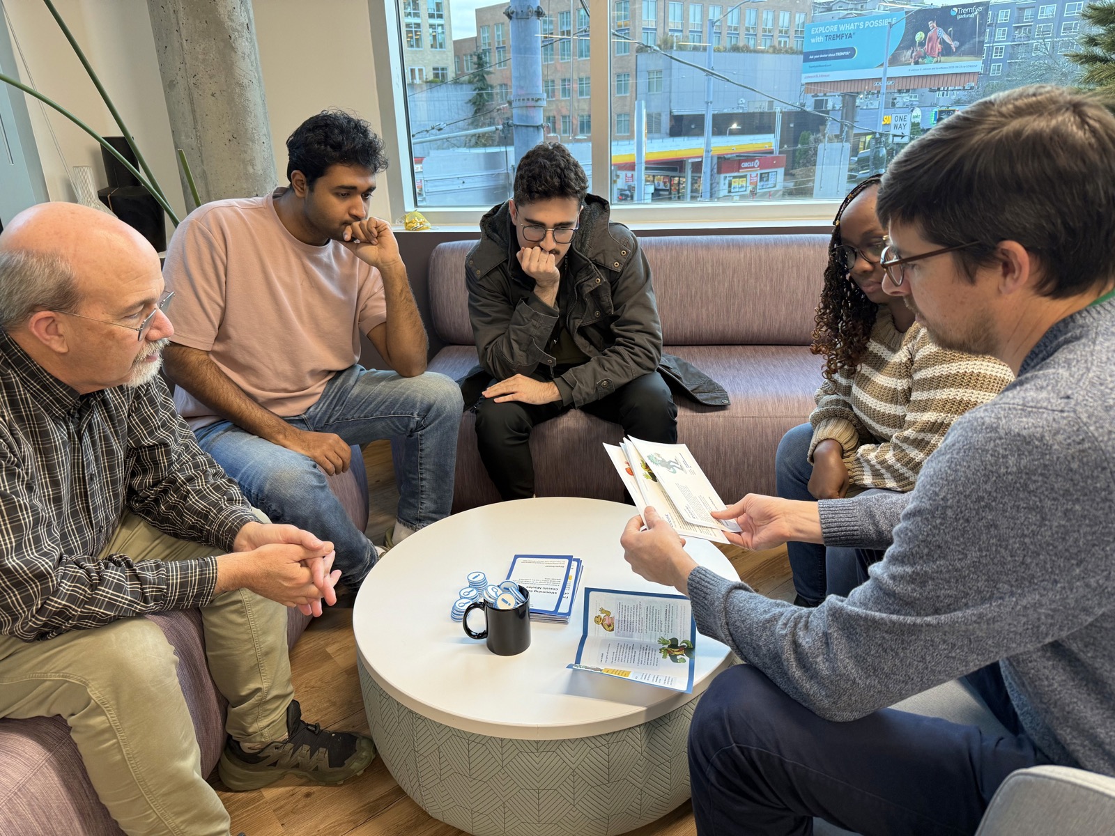 User testing the game with a group