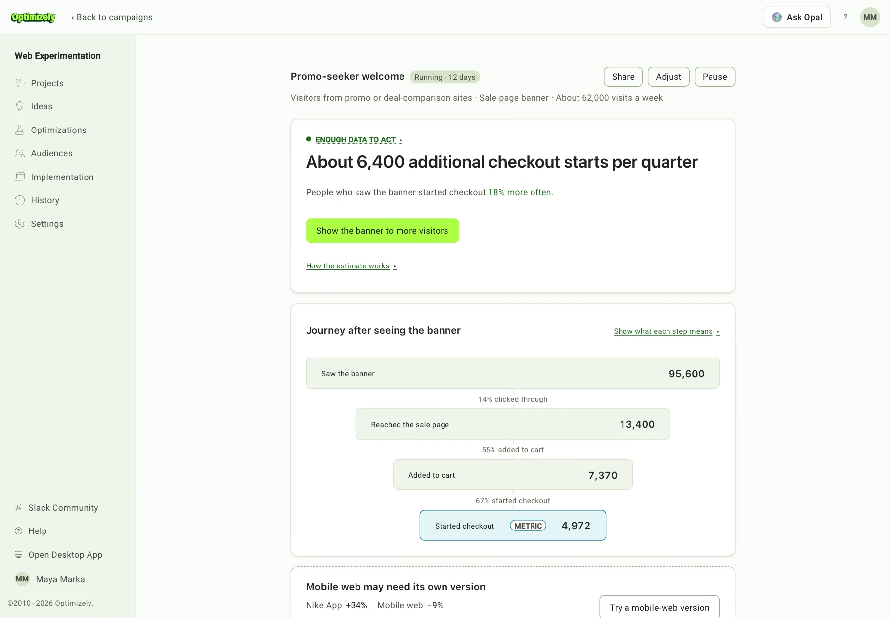 The results page