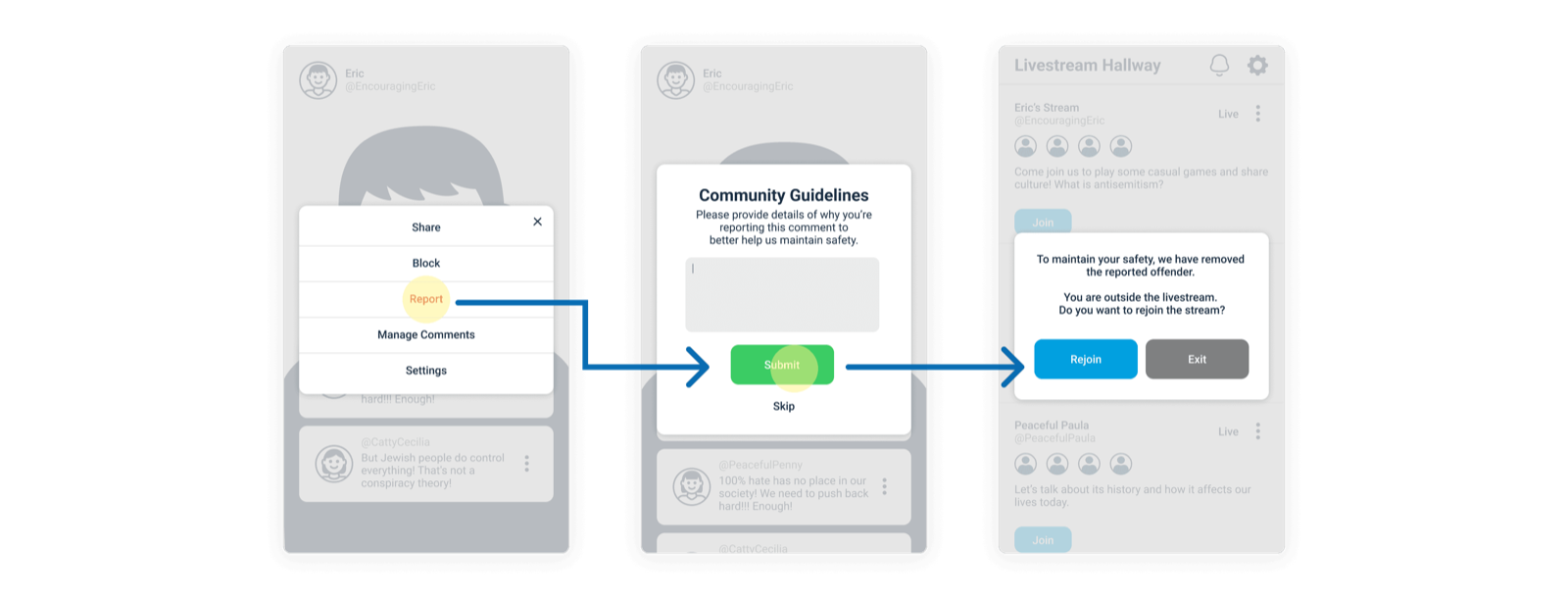 A redesigned multi-step task flowing across full pages