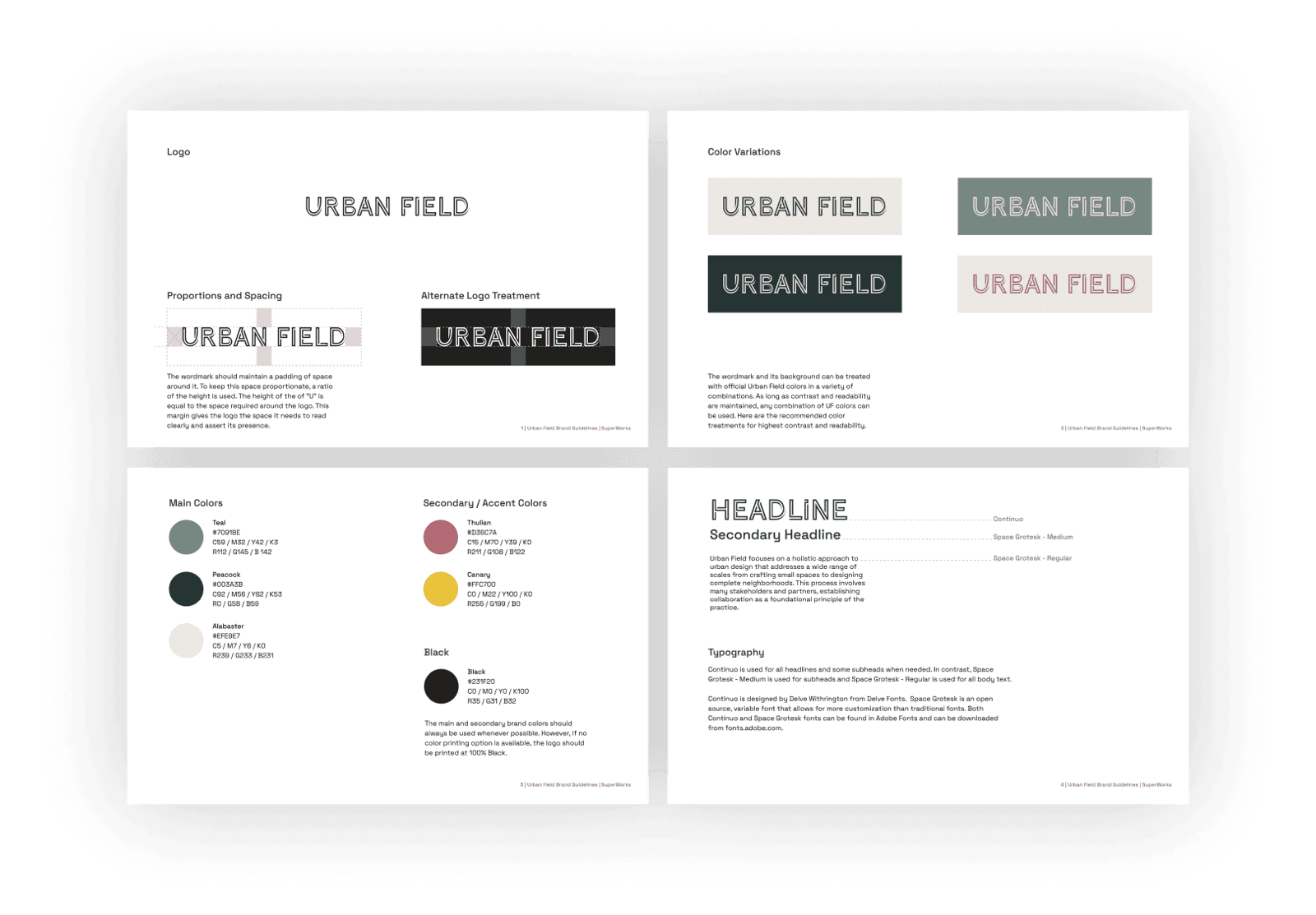Urban Field brand guidelines spreads