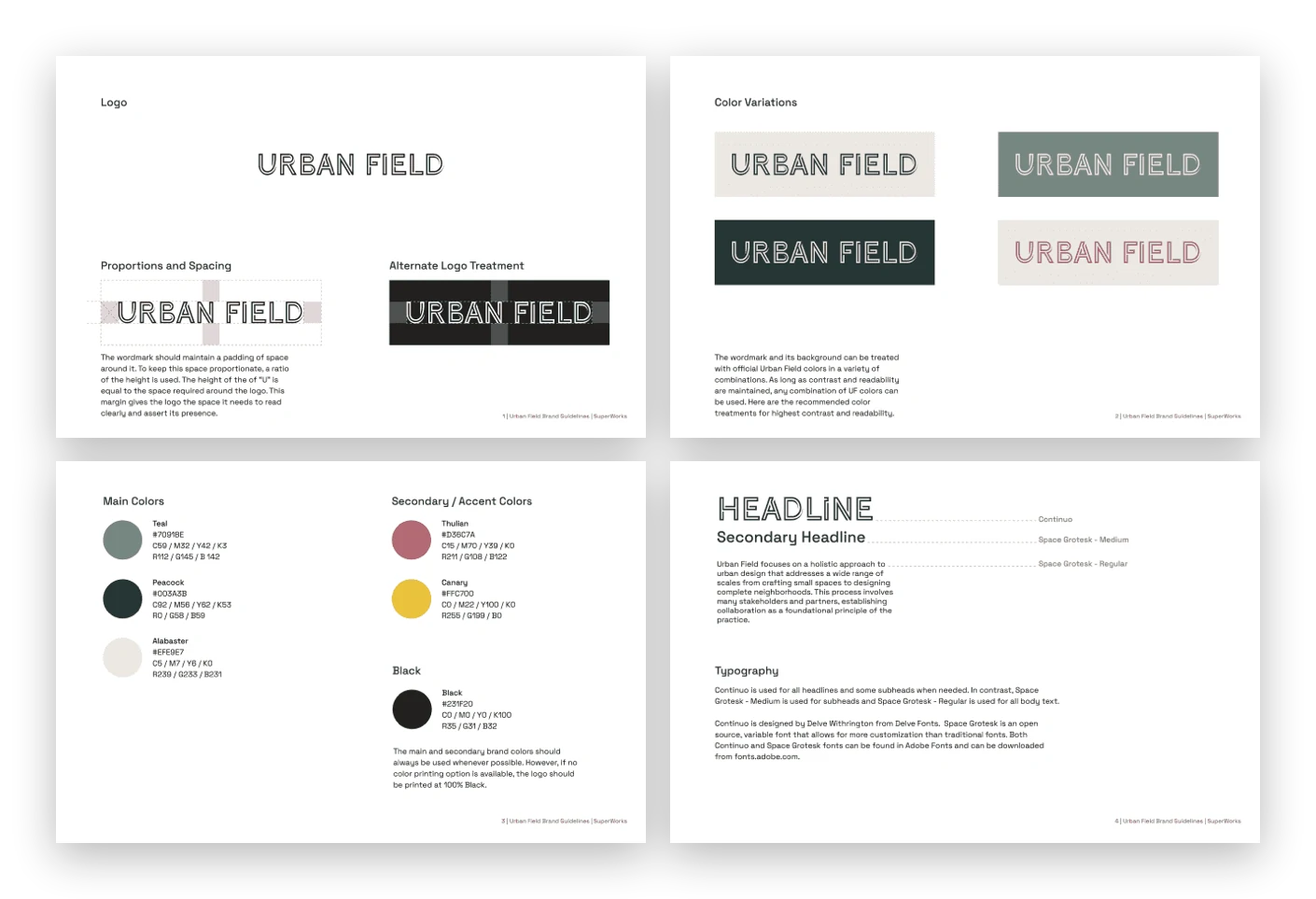 Urban Field brand guidelines spreads