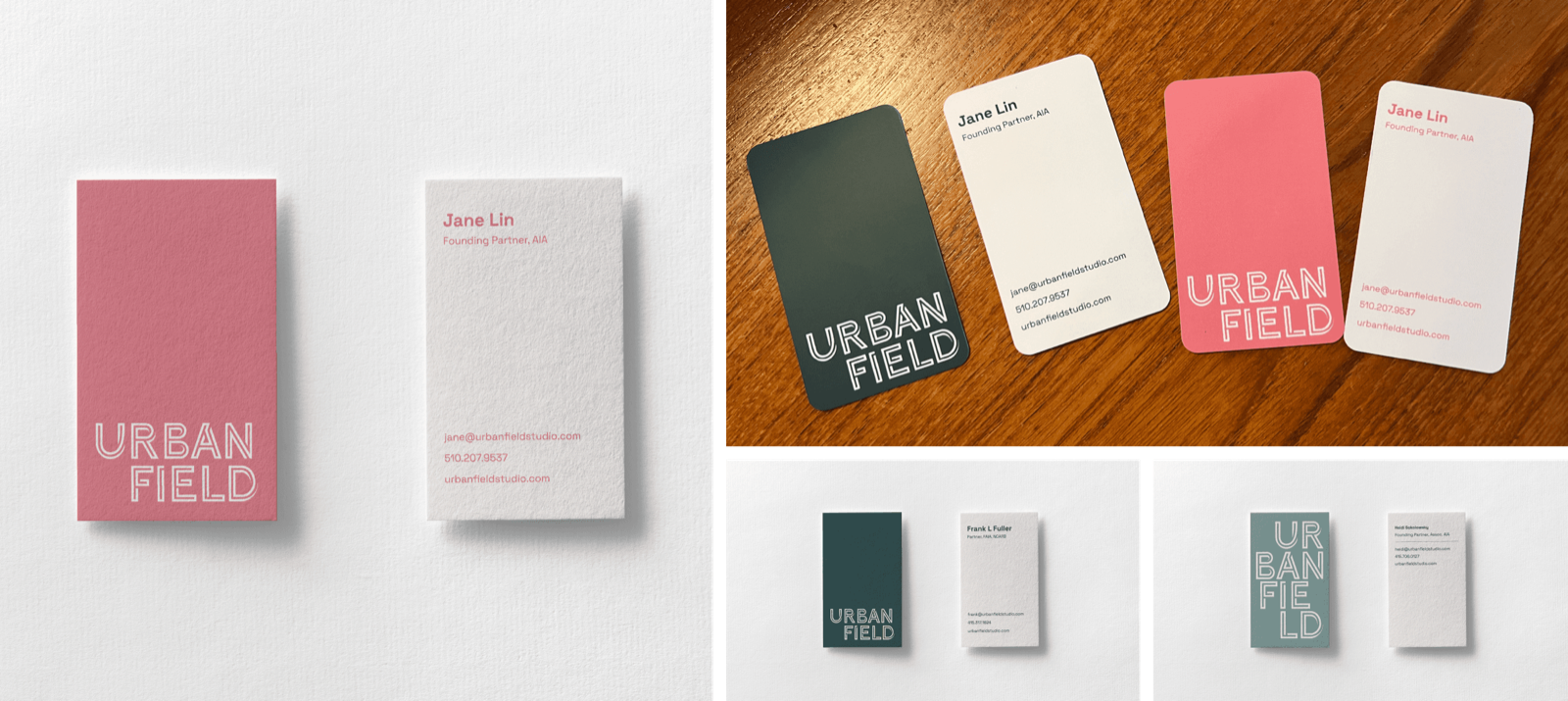 Urban Field founder business cards, printed and collated