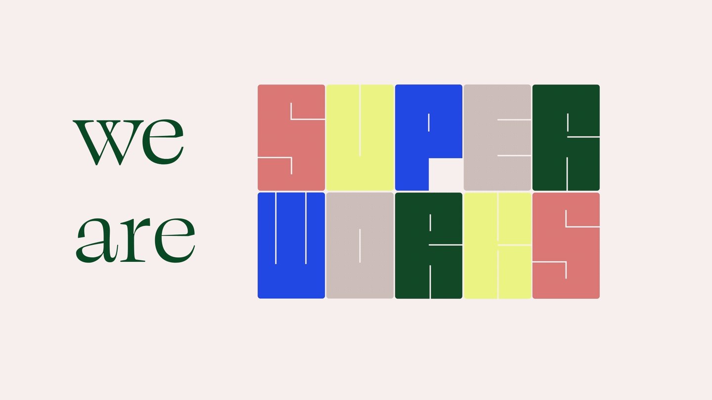SuperWorks “we are” brand-identity mark